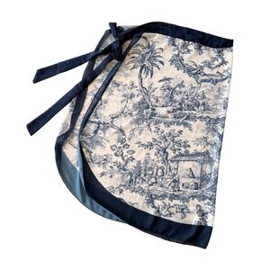 Blue/White‎ Sheer Wrap Skirt With Waist Tie Closure